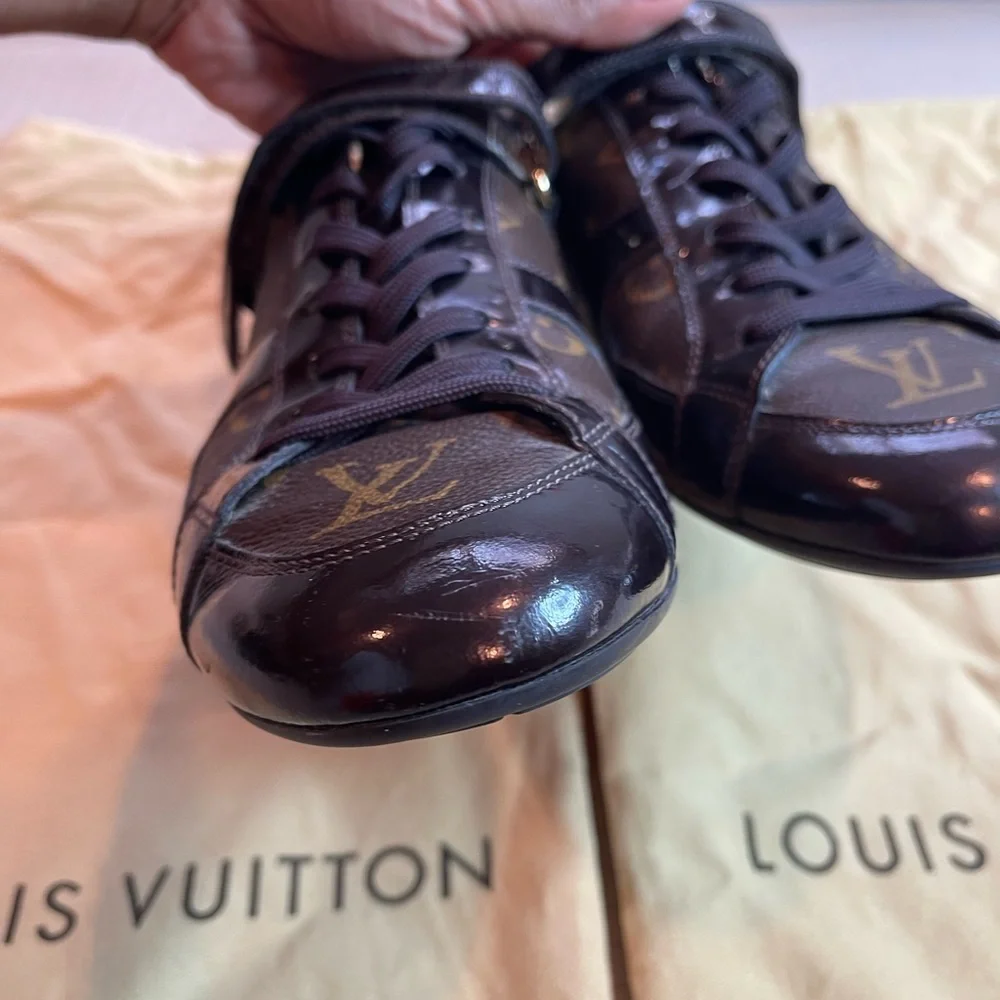 Authentic Louis Vuitton monogram Globe Trotter Brown Sneakers - Picture 5 of 9